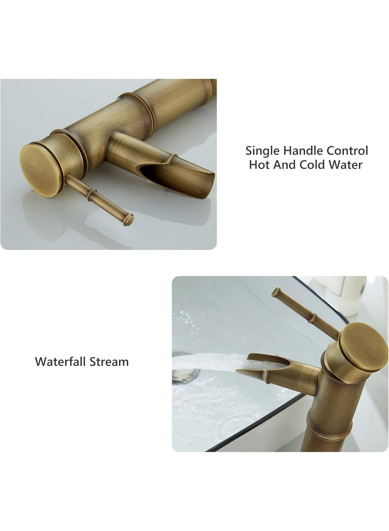 YD Premium Single-Handle Bathroom Faucet with Modern Bamboo-Inspired Design, Durable Build, Easy Installation, High Flow Efficiency, and Sleek Contemporary Style for Vanity Sinks - Image 2